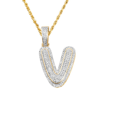 yellow diamond letter v pendant